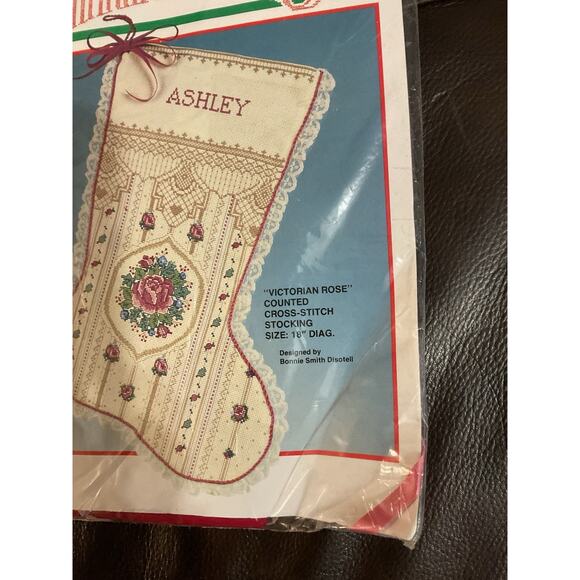 Sealed Bucilla Counted Cross Stitch Kit Christmas stocking kit Victorian Rose - Picture 1 of 3
